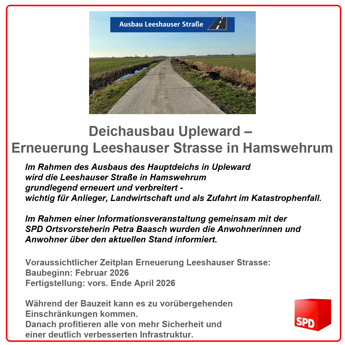 Deichausbau - Leeshauser Strasse - Hamswehrum